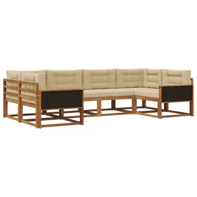 vidaXL Zunanja garnitura za sedenje z blazino 6 pcs Naravna in bež