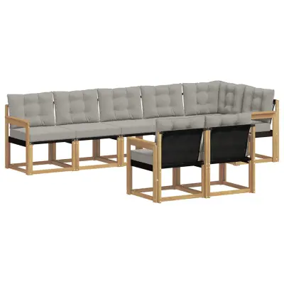 vidaXL Zunanja garnitura za sedenje 8 pcs Bela in svetlo siva