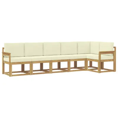 vidaXL Zunanja garnitura za sedenje 6 pcs Bela in krem Poliester