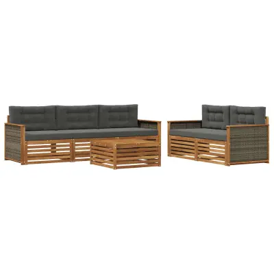 vidaXL Zunanja garnitura za sedenje 6 pcs Naravna in antracitna