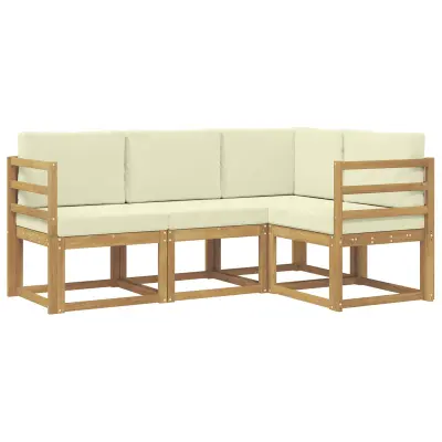 vidaXL Zunanja garnitura za sedenje z blazino 4 pcs Bela in krem
