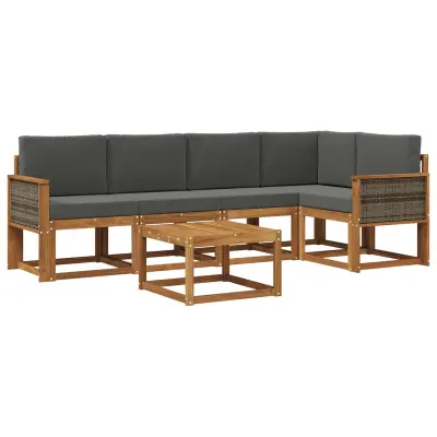 vidaXL Zunanja garnitura za sedenje 6 pcs Naravna in antracitna