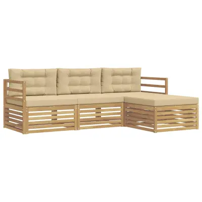 vidaXL Zunanja garnitura za sedenje 4 pcs Bela in bež Poliester