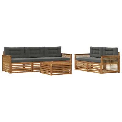 vidaXL Zunanja garnitura za sedenje 6 pcs Naravna in antracitna