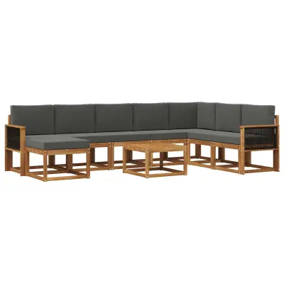vidaXL Zunanja garnitura za sedenje 9 pcs Naravna in antracitna