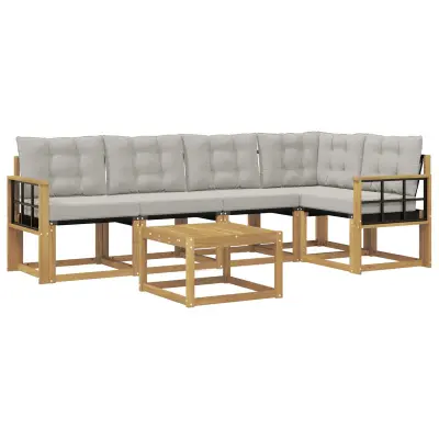 vidaXL Zunanja garnitura za sedenje 6 pcs Bela in svetlo siva