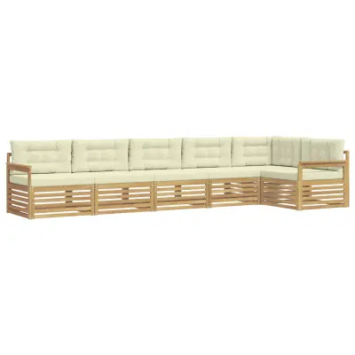 vidaXL Zunanja garnitura za sedenje 6 pcs Bela in krem Poliester