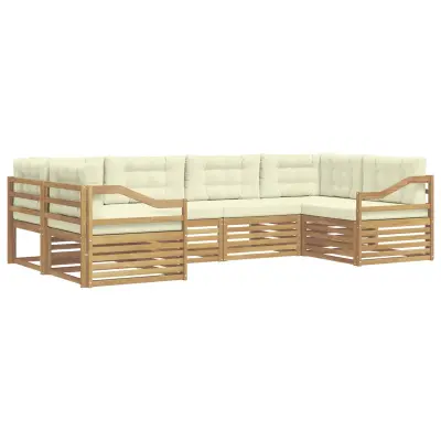 vidaXL Zunanja garnitura za sedenje 6 pcs Bela in krem Poliester