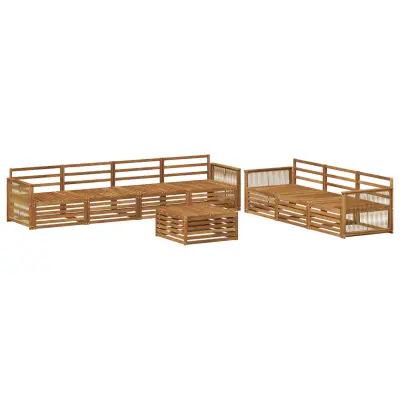 vidaXL Zunanja garnitura za sedenje 8 pcs Naravna Masiven les akacije