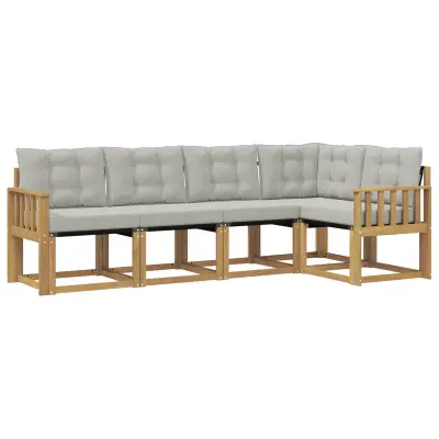vidaXL Zunanja garnitura za sedenje 5 pcs Bela in svetlo siva