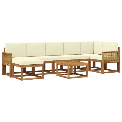 vidaXL Zunanja garnitura za sedenje 8 pcs Naravna in smetana Poliester