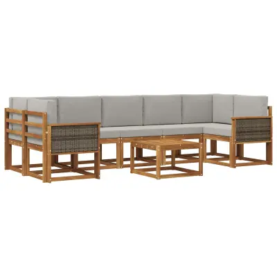 vidaXL Zunanja garnitura za sedenje 6 pcs Naravna in svetlo siva