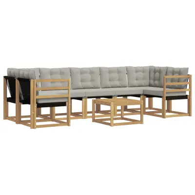 vidaXL Zunanja garnitura za sedenje 8 pcs Bela in svetlo siva