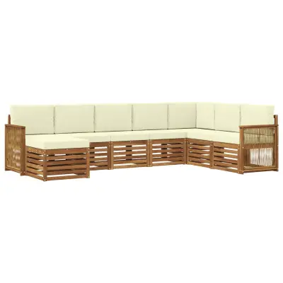 vidaXL Zunanja garnitura za sedenje z blazino 6 pcs Naravna in smetana