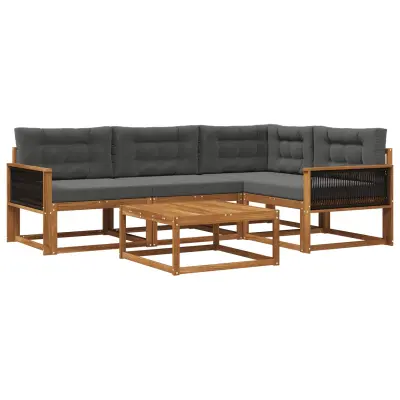 vidaXL Zunanja garnitura za sedenje 5 pcs Naravna in antracitna