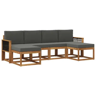 vidaXL Zunanja garnitura za sedenje 6 pcs Naravna in antracitna