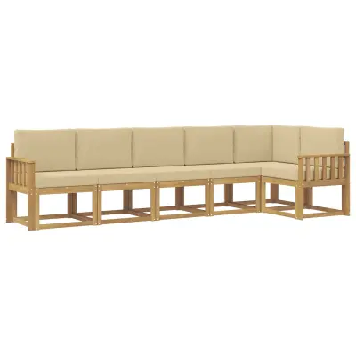 vidaXL Zunanja garnitura za sedenje 6 pcs Bela in bež Poliester