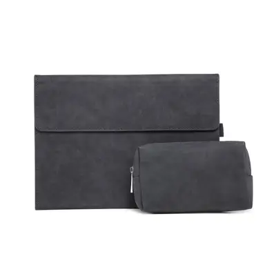 Ovitek iz ovčjega usnja in mikrovlaken s stojalom, za Surface Go/Go2/3/4, črn