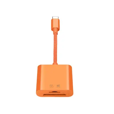Type-C dvojni čitalec kartic (SD+TF) 15M/s, ABS, za MacBook in iPad Orange