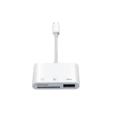 Type-C 3-v-1 čitalec kartic – SD/TF/USB, Visoka Hitrost White