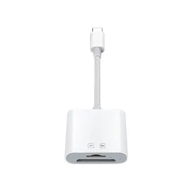Type-C dvojni čitalec kartic (SD+TF) 15M/s, ABS, za MacBook in iPad White