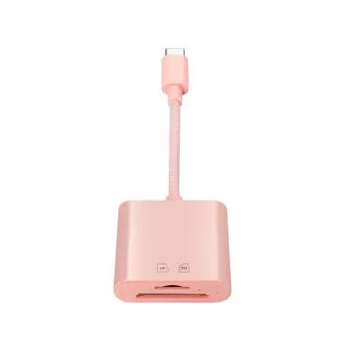 Type-C dvojni čitalec kartic (SD+TF) 15M/s, ABS, za MacBook in iPad Pink