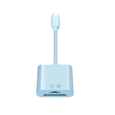 Type-C dvojni čitalec kartic (SD+TF) 15M/s, ABS, za MacBook in iPad Blue
