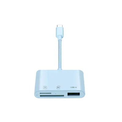 Type-C 3-v-1 čitalec kartic – SD/TF/USB, Visoka Hitrost Blue