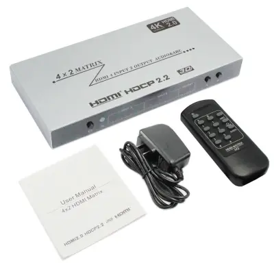 4x2 HDMI matrično stikalo 4K60 – aluminij 4 in 2 izhoda z EDID, RS232