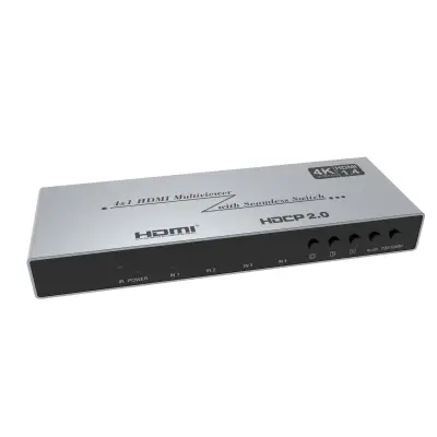 HDMI 4-v-1 Multiview razdelilec 4K (3840x2160) v aluminijastem ohišju z IR daljinskim upravljalnikom