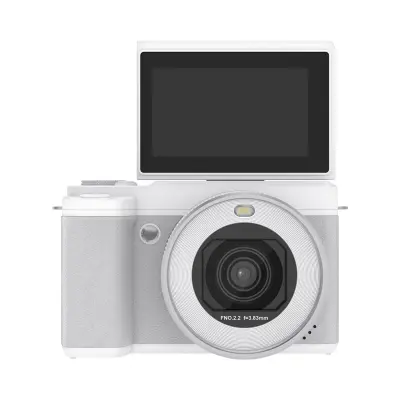 Digitalni fotoaparat z dvema lečama, 180° zasukljiv zaslon, 80MP, 5K White