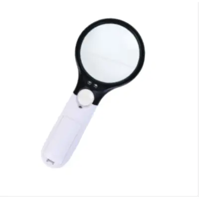 3x ročna povečevalna lupa z 3 LED, bela, gumijast oprijem