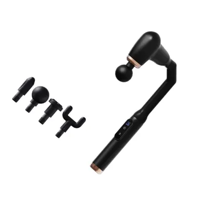 Ukrivljena perkusijska masažna pištola, 6 stopenj, Type-C, 1800mAh Black