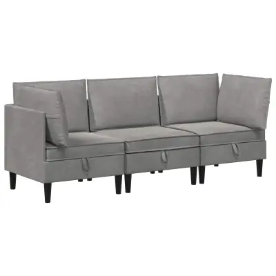 vidaXL Komplet pohištva za dnevno sobo 3 pcs Svetlo siva Žamet