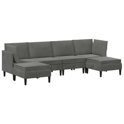 vidaXL Komplet pohištva za dnevno sobo 6 pcs Temno siva Žamet