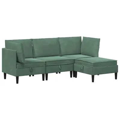 vidaXL Komplet pohištva za dnevno sobo 4 pcs Morsko zelena Žamet