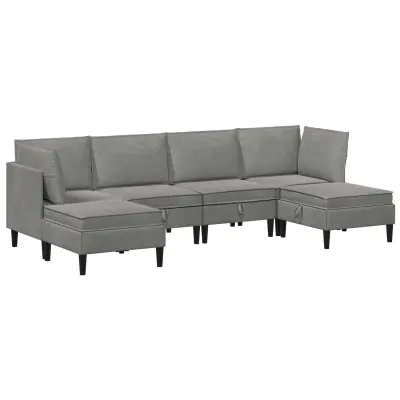vidaXL Komplet pohištva za dnevno sobo 6 pcs Svetlo siva Žamet