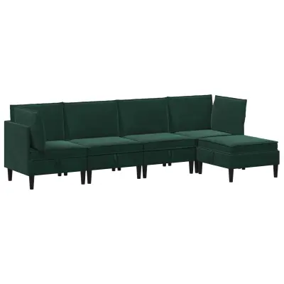 vidaXL Komplet pohištva za dnevno sobo 5 pcs Temno zelena Žamet