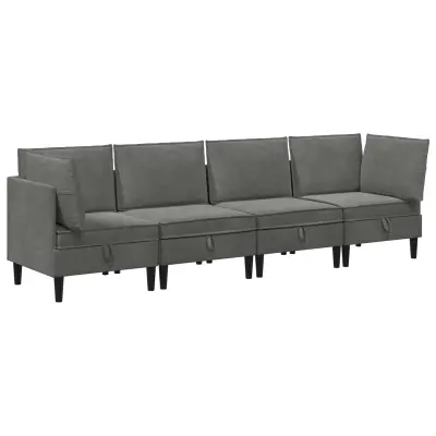 vidaXL Komplet pohištva za dnevno sobo 4 pcs Temno siva Žamet