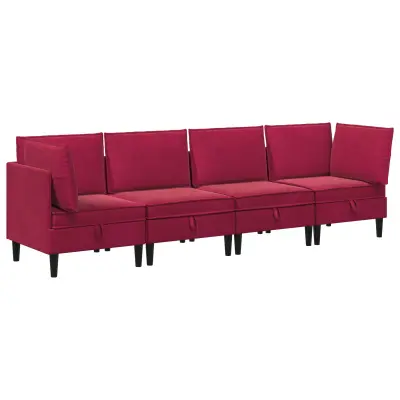 vidaXL Komplet pohištva za dnevno sobo 4 pcs Vinorodna rdeča Žamet