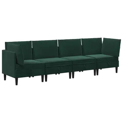 vidaXL Komplet pohištva za dnevno sobo 4 pcs Temno zelena Žamet