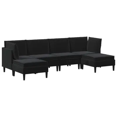 vidaXL Komplet pohištva za dnevno sobo z blazino 6 pcs Črna Žamet