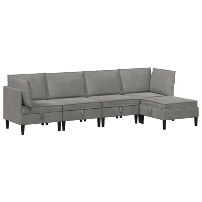 vidaXL Komplet pohištva za dnevno sobo 5 pcs Svetlo siva Žamet