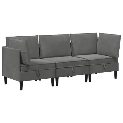 vidaXL Komplet pohištva za dnevno sobo 3 pcs Temno siva Žamet