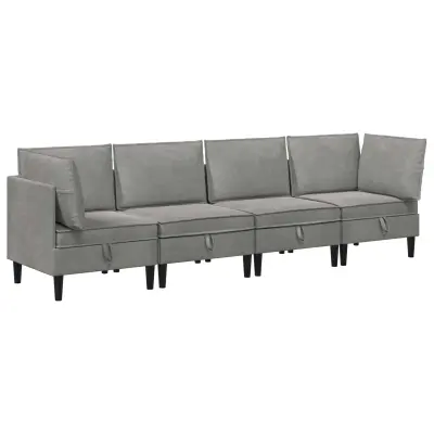 vidaXL Komplet pohištva za dnevno sobo 4 pcs Svetlo siva Žamet