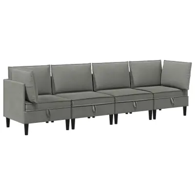 vidaXL Komplet pohištva za dnevno sobo 4 pcs Temno siva Blago