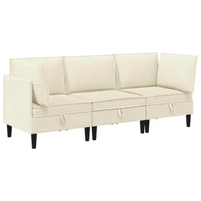 vidaXL Komplet pohištva za dnevno sobo 3 pcs Krem Blago