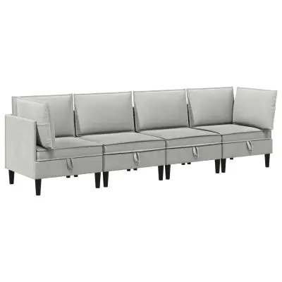vidaXL Komplet pohištva za dnevno sobo 4 pcs Svetlo siva Blago