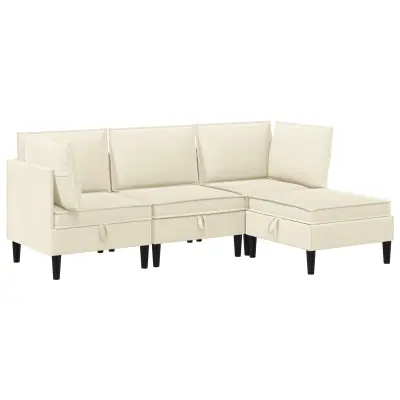 vidaXL Komplet pohištva za dnevno sobo 4 pcs Krem Blago