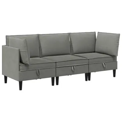 vidaXL Komplet pohištva za dnevno sobo 3 pcs Temno siva Blago